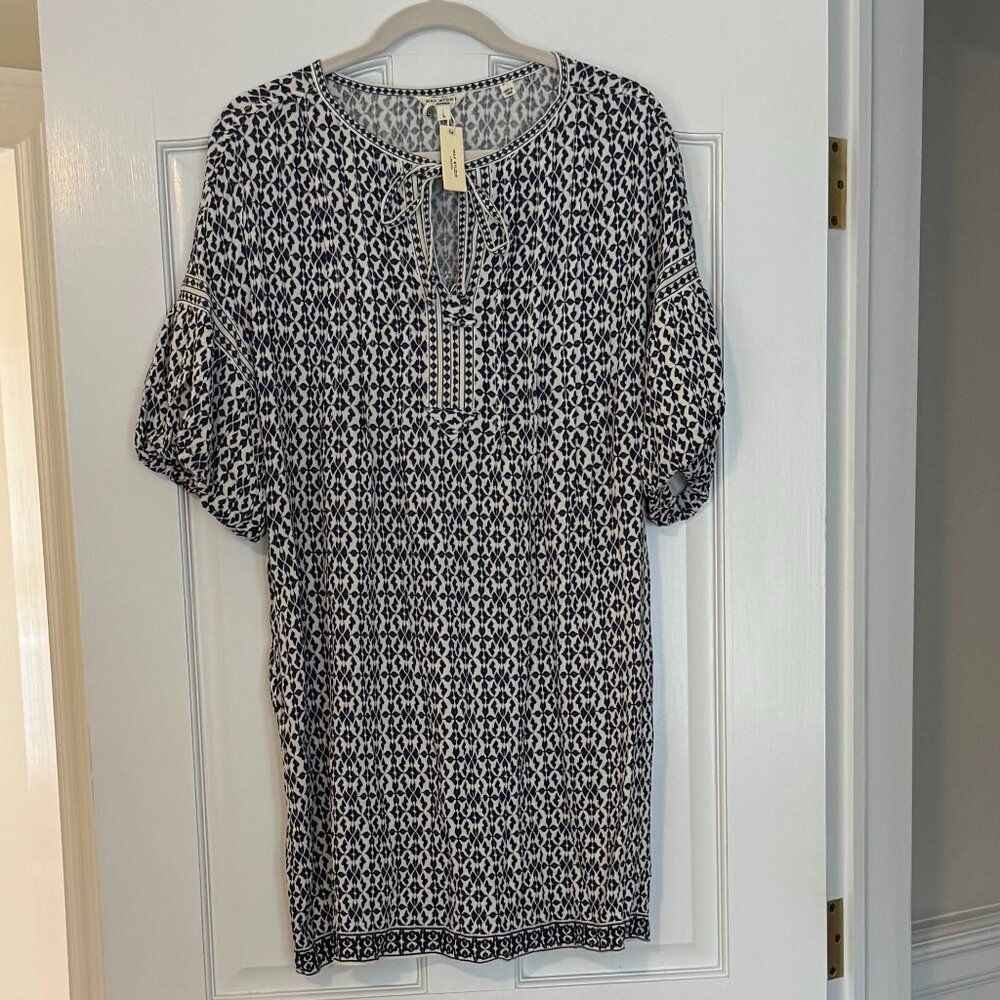 Max Studio Navy and White Printed Dress